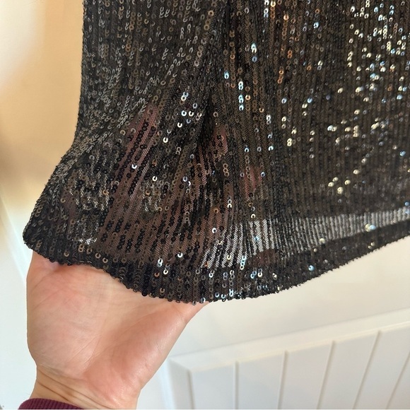 Black sequin midi skirt fully lined chic and classy, size XL - Picture 3 of 7